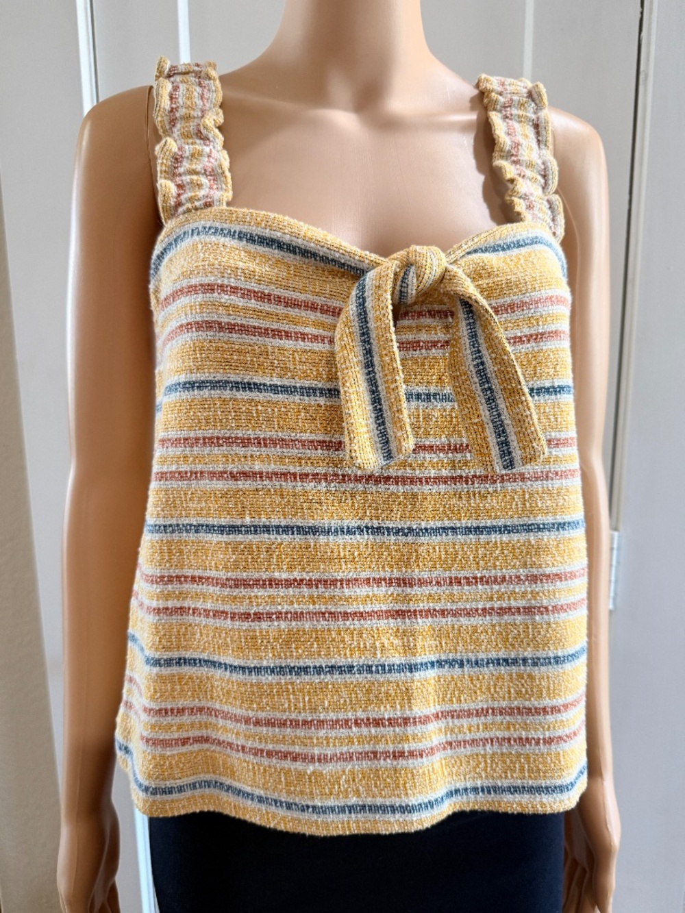 NWT Madewell Texture & Thread Tie-Front Tank Top in Smithfield Stripe Size S